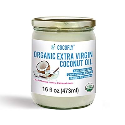 Cocofly Organic Extra Virgin Coconut Oil, Raw Coconut Oil For Skin, Hair and Cooking, Pure Coconut Oil Aceite de coco Unrefined with MCTs 16 Fl.oz