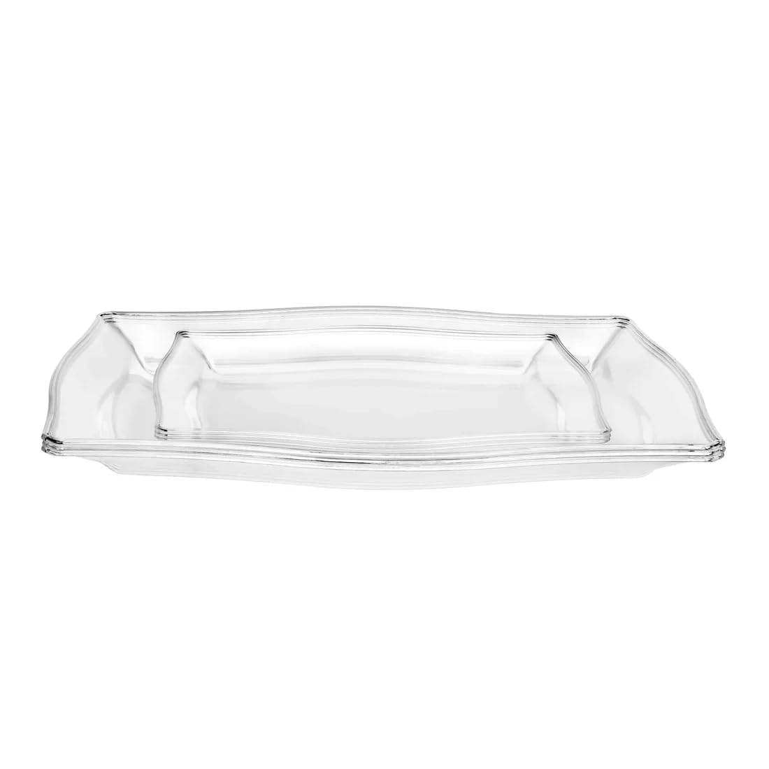 3 Pieces Small and 3 Pieces Large Clear Fluted Plastic Serving Tray Combo – Disposable, Elegant, Serving Platters for Appetizers, Desserts, Snacks, Parties, Events, Catering, Buffet (30)