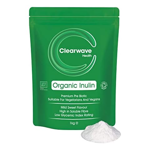Organic Inulin Powder - 1kg High Grade Prebiotic Fibre, Fructo Oligo Saccharide (FOS), Certified by The Soil Association, Clearwave Health Cover