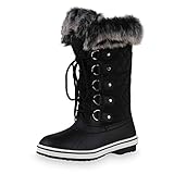  SCARPE VITA Damen Warm Gefütterte Winterstiefel Schnürer Gesteppte Kunstfell Winterschuhe Profilsohle Schuhe 199130 Schwarz Schwarz Total 41