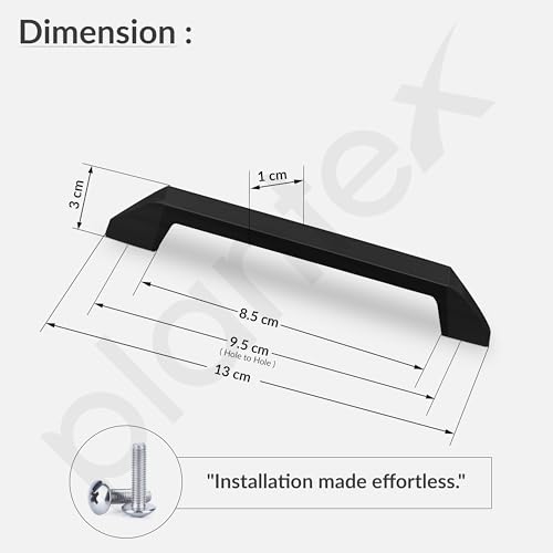 Image of Plantex Cabinet Handle /Kitchen Cabinet Door Handle /Wardrobe /96 mm Cupboard Handle /Door Pull-Push Handle for Home /Office - Pack of 2 (Black)