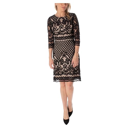 Amazon.com: Maison Tara Women's Allover Lace Sheath Dress, Black Nude, 8 :  Clothing, Shoes & Jewelry