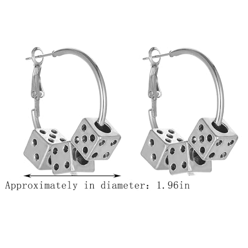QUPENGXU Silver Customized Annular Dice Earrings Charms Casino Night Club Party Earrings For Women2