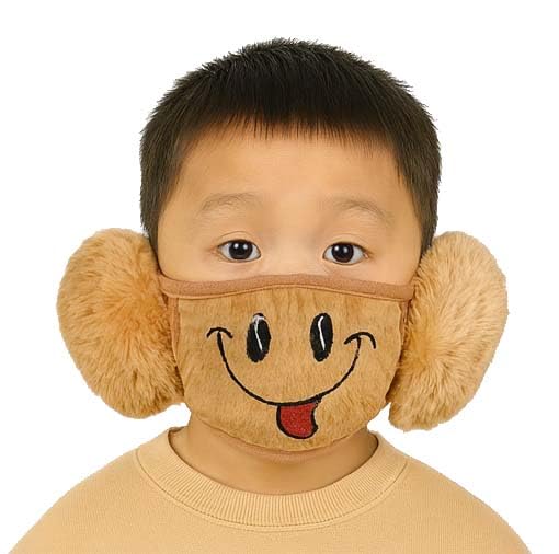 mikoniko Kids Winter Plush Face Mask with Ear Muffs | Warm & Breathable | Unisex | Ages 3–10 Years | Pack of 1_Yellow-picture-6