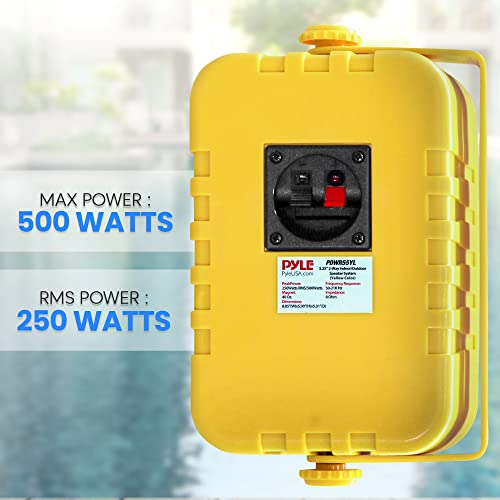 Image of PyleUsa Indoor Outdoor Speakers Pair-500 Watt Dual Waterproof 5.25 inch 2-Way Full Range Speaker System w / 1 /2 inchHigh Compliance Polymer Tweeter in-Home,Boat, Marine,Deck,Patio,Poolside (Yellow) - PDWR55YL