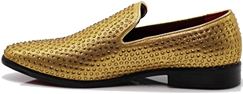 Image of SPK26 Men's Vintage Velvet Rhinestone Designer Dress Loafers Slip On Shoes Classic Tuxedo Dress Shoes