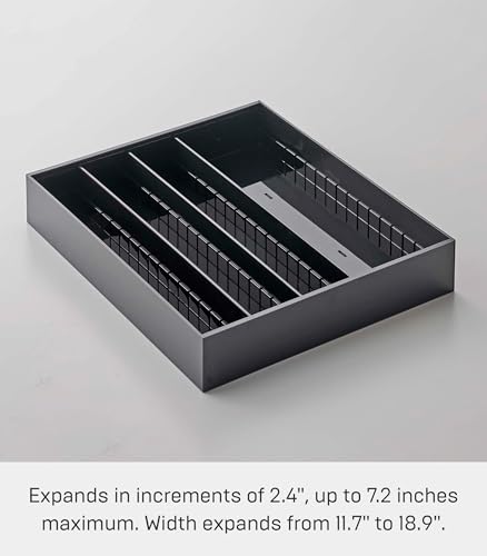 Range-couverts diagonale extensible pour tiroir étroit YAMAZAKI Tower 5416 noir - 5