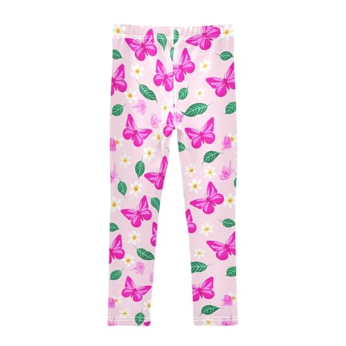 Girls' Leggings Butterfly Flowers Floral Plant Pink Kids Yoga Tights Pants 1 Pack 23033282