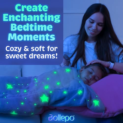kids sleeping bag for boys amp girls - glow in the dark for ages 3 large with pillow pocket extra soft toddler blanket 6634 x 3334