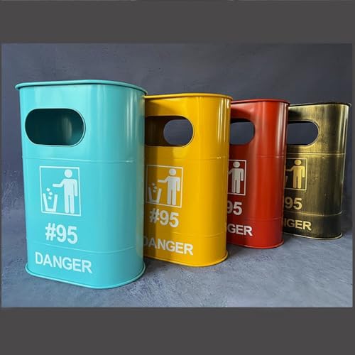 Caneca Ovalada para Basura Roja de Metal con Tapa miniatura 6