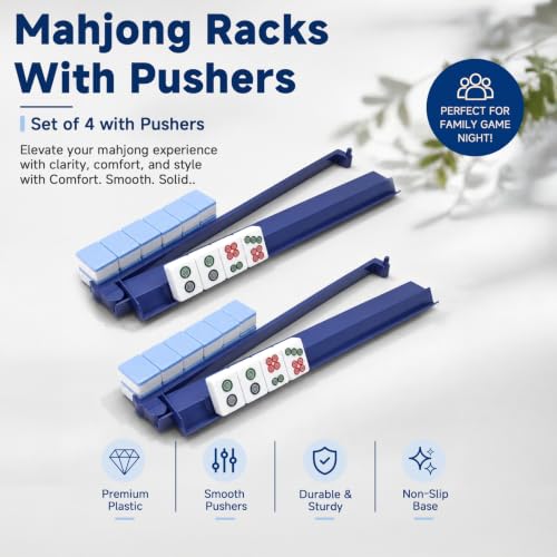 Set de 4 Soportes para Mahjong con Empujadores Azul 18.7'' miniatura 7