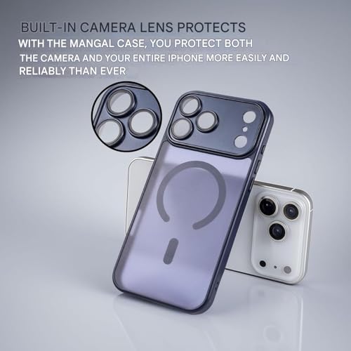 Image of Elzzi Magnetic Magsafe for iPhone 17 Pro Case (Compatible with MagSafe) Slim Translucent Matte Shockproof with Anti-Fingerprint Phone Case, Navy