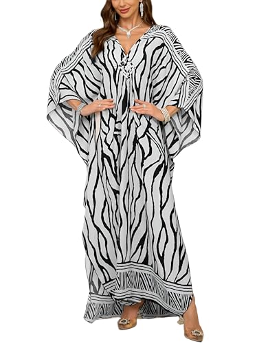 Image of KEYLORTING Plus Size Kaftan Dress Women, African Moo Moo Print Caftan, Batwing Dress, Beach Cover Up for Party and Loungewear