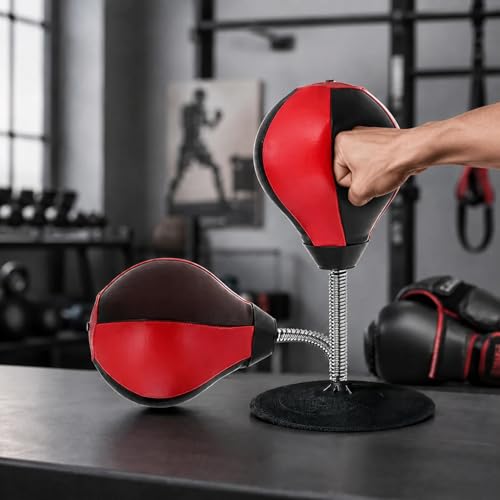 Image of Oblivion Desktop Reflex Boxing Speed Ball with Suction Base Punching Ball Stress Relief Toy Spring Punch Trainer for Hand Eye Coordination Fitness Fun Office Home Workout and Kids Adults Exercise