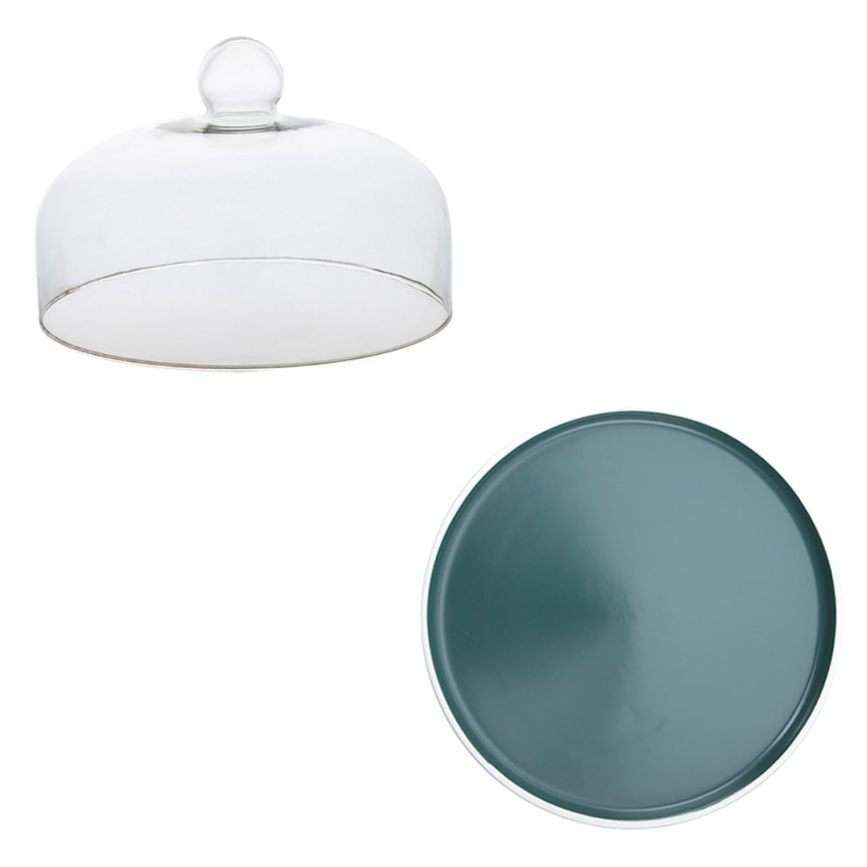 Plateau rond en céramique pour protéger vos gâteaux de la poussière avec cloche en verre