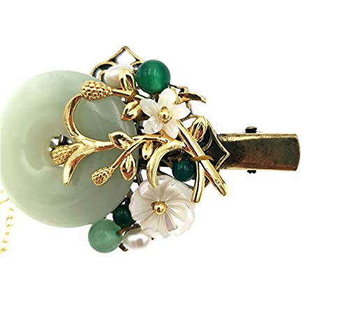 Chinese Lucky Jade Hairpin Women Vintage Tassel Hair Clip Hanfu Accessories Antique Cosplay Hair Clip Gift