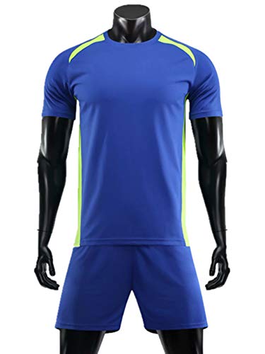 yingfeg bb Youth Kids Soccer Uniforms Team Jersey w/Athletic Shorts for Men Stadium Jersey Blue M