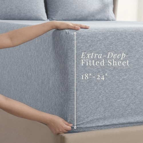 Image of Hearth & Harbor Bed Sheets, Luxury Soft 6 Piece Bed Sheet Set Extra Deep Pocket Fitted Sheets Fits Mattress up to 21 inch, Double Brushed Bedding Sheets & Pillowcases,