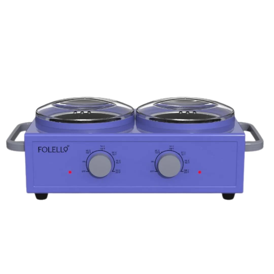 FOLELLO Premium Double Chamber Electric Wax Heater for Hair Removal with Anti–Skid Handle | Professional Wax Heater with Fast Adjustable Temperature Control (Blue) (B0BW7FSZ34) Amazon Price History, Amazon Price Tracker