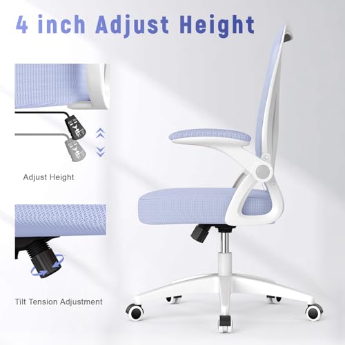 Image of naspaluro Home Office Desk Chair Mid Back with Adjustable Height Purple