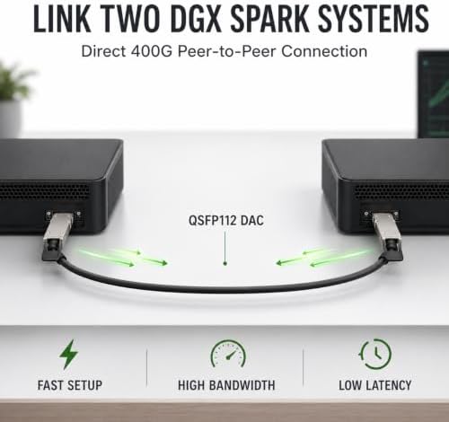 LEEBICHEN 1PACK 400G QSFP112 to QSFP112 DAC Cable for NVIDIA DGX Spark, 0.5m/1.64ft 30AWG Passive Direct Attach Copper Twinax, 400G Ethernet — view 6