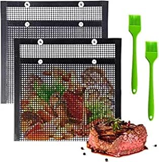 WSHA Paquet de 2 Grands Sacs pour grillades en Filet, Tapis de Barbecue en Filet réutilisables, résistants à la Chaleur, durables et antiadhésifs