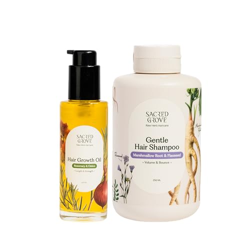Image of Sacred Grove Hair Growth Routine | Rosemary Oil for Hair (100ml) & Gentle Hair Shampoo with Marshmallow Root (250ml) | Natural Shampoo for frizzy and dry hair | Sulphate Free Shampoo