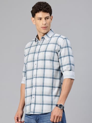 Image of Majestic Man Comfort Slim Fit Pure Cotton Checked Casual Shirt