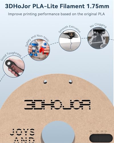 Image of 3DHoJor PLA Filament 1.75mm Black,3D Printing Filament,1kg Cardboard Spool (2.2lbs), Fit Most FDM 3D Printer,Dimensional Accuracy + /- 0.03 mm,Vacuum Packaging, No Brittle Filaments