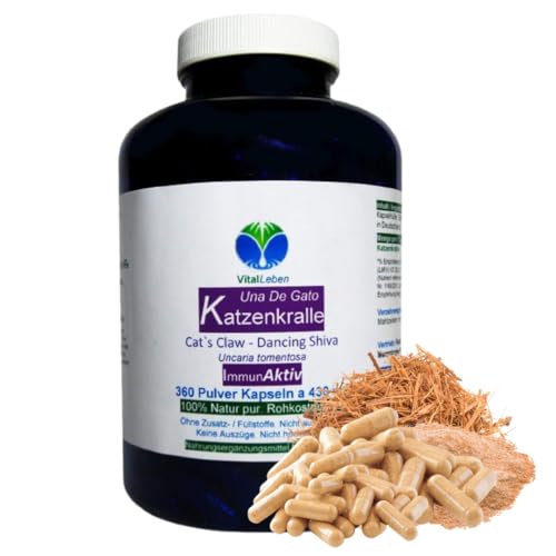 KATZENKRALLE 360 Kapseln ImmunAKTIV Cats Claw - UNA de Gato - Uncaria tomentosa. NATURDOSIERT. OHNE Zusatzstoffe. OHNE Füllstoffe. 100% Natur pur. 26900-360