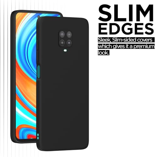 Image of Outlouders Back Cover for Redmi Note 9 Pro /Note 9 Pro Max /Poco M2 Pro /Note 10 Lite | Camera Protection | Durable Soft Matte Silicone Bumper Case (Black)