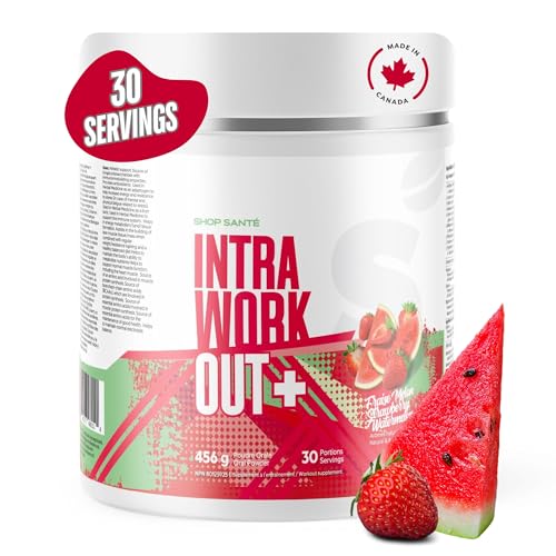 Shop Sante Intra Workout Plus – EAA + BCAA Powder – 30 Servings, Essential Amino Acids, Drink Supplements for Hydration, Endurance & Muscle Recovery – 8g EAAs, Electrolytes – Strawberry-Watermelon