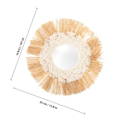 Miroir rond en corde fait main : artisanat bohème chic en raphia - 3