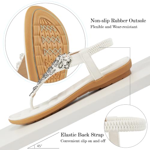 Image of HARENCE Flat Sandals for Women Dressy: Comfort Thong T-Strap Walking Shoes 2026 with Elastic Ankle Strap for Summer Casual Vacation