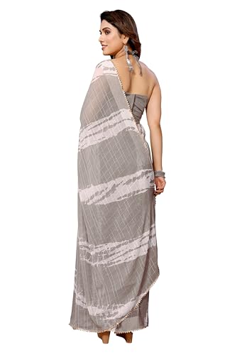 MOHIT CREATIONS Women's Party Wear Georgette Printed Border Ready To Wear Saree With Unstiched Blouse Piece