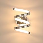 Dorlink Spiral Wall Lights, 20W Chrome Modern LED Wall Lamp, 3000K Warm Light Indoor Wall Lighting for Bedroom, Living Room, Bedside, Hallway, Stairs