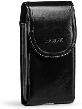 Hengwin Genuine Leather Phone Pouch Fits for iPhone 17 Pro Max 16 Pro Max 15 Plus 14 Pro Max Samsung Galaxy Note 9 8 S24 Ultra S25 Edge Holster Case with Belt Clip Cell Phone Holder Belt Bag (Black) - Image 4