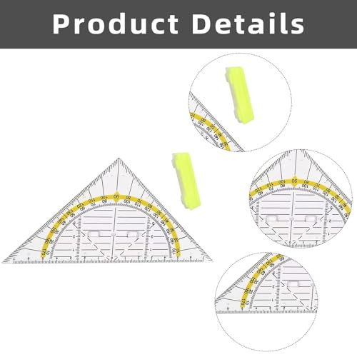 Geodreieck Set,4 Stück Flexibles Geodreieck mit Griff,16cm Zeichendreieck aus Transparentem Kunststoff,Winkelmesser und Lineal für Schule und Büro,Ideal für Technisches Zeichnen,Mathe und Kunst