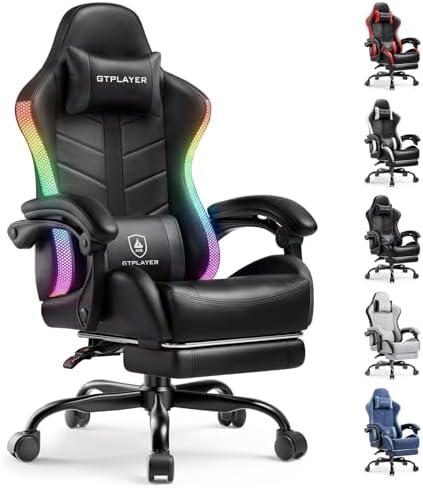 GTPLAYER RGB Gaming Chair with Footrest, Computer Gaming Chair wi...