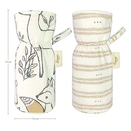Image of Crane Baby Cotton Bottle Cover /Warmer, Ezra Collection (Pack of 2, 19 x 8 x 8 cm, Fits Upto 330ml Bottle), White