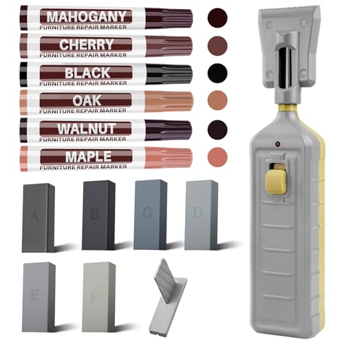 6 Colors Laminate Floor Wax with Wood Furniture Touch Up Marker，Vinyl Laminate Hardwood Floor Repair Kit, Professional Restore Any Scratches, Stains, Cracks, Hole for Floor, Door, Cabinet