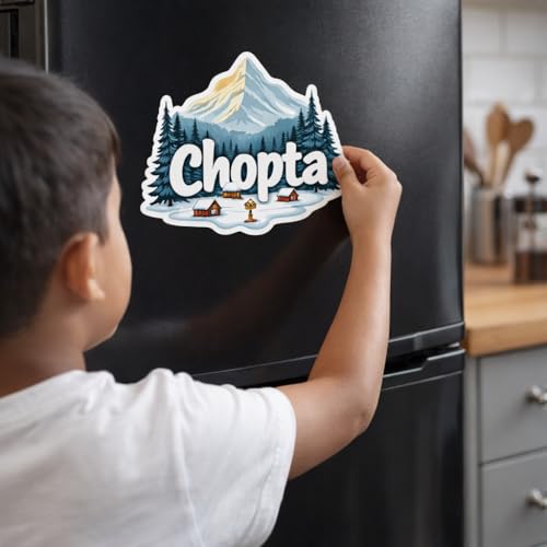 Image of Naxon Chopta Uttarakhand Theme Souvenir Wooden Fridge Magnet | Mini Switzerland of India Himalayan Design 3x3 Inch Refrigerator Magnet for Kitchen & Home Decor | Travel Gift from Chopta | Pack of 1