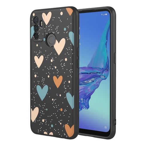 SEAHAI Cover per OPPO A53S / OPPO A53, Custodia Ultra Sottile in Silicone Liquido Morbida con Modello Animale di Fiori Carini, Elegante Matte TPU Bumper Antiurto Case - Nero S04