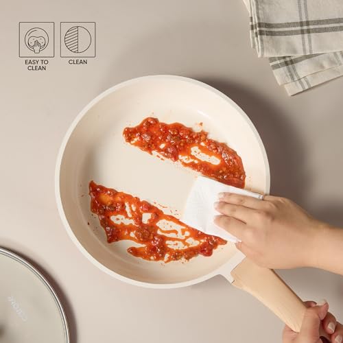 Image of CAROTE 14 Pcs Ceramic Cookware Set, Pots and Pans Set Non Stick with Ceramic Coating, Induction Kitchen Sets, Red