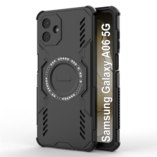Image of Zapcase Back Case Cover for Samsung Galaxy A06 5G | MagSafe Case with Built-in Metal Ring | Supports MagSafe Charger, Wallet & Car Mount | Shockproof Hybrid PC + TPU | Black