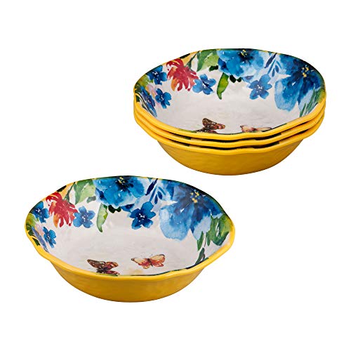 Gourmet Art 12-Piece Butterfly Heavyweight and Durable Melamine Dinnerware Set, Service for 4. Includes Dinner Plates, Salad Plates and Bowls. for Indoors Outdoors Use and Everyday Use.