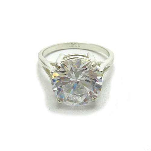 Bague argent sterling 925 véritable zircone cubique ronde 12mm bijou femme