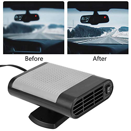 Ventola del radiatore per auto, 12V Car Electric Riscaldatore elettrico Riscaldatore Dryer Parabrezza Ventola Sbrinatore Demister(Black Gray)