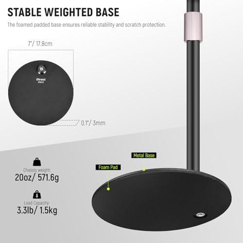 OTREST Suporte de webcam para mesa com suporte de telefone, cabeça esférica de 360°, rosca de 0,6 cm