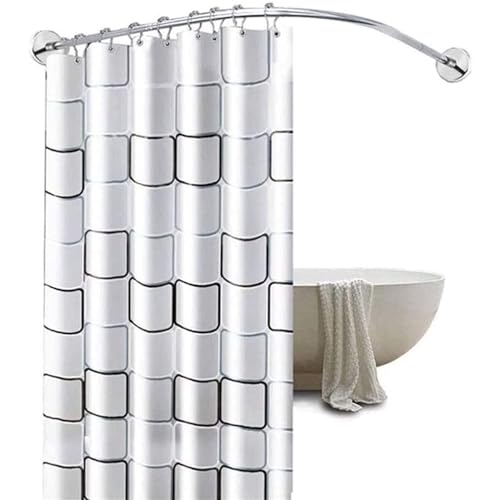 Barre de douche incurvée télescopique réglable et stable sans perçage pour baignoire